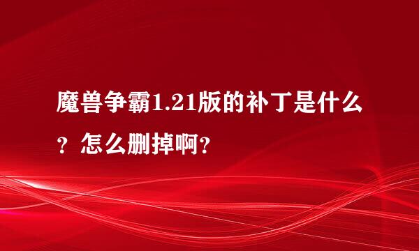 魔兽争霸1.21版的补丁是什么？怎么删掉啊？