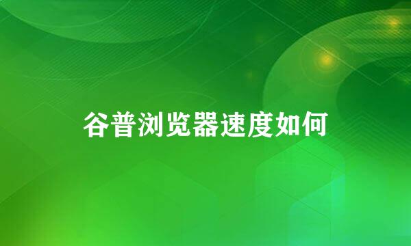 谷普浏览器速度如何