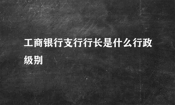 工商银行支行行长是什么行政级别