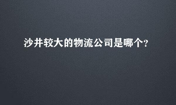 沙井较大的物流公司是哪个？