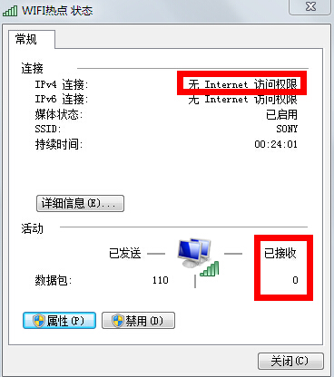 我用笔记本做的wifi热点 为啥手机连上不能上网啊？