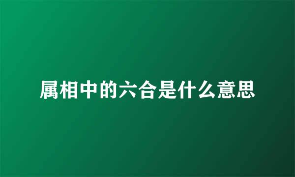 属相中的六合是什么意思