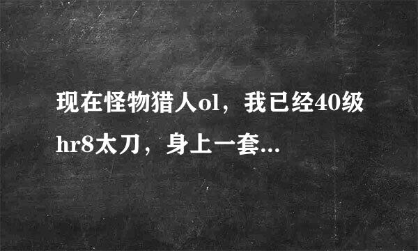 现在怪物猎人ol，我已经40级hr8太刀，身上一套金毛套。接下来太刀的套装应该是什么了？