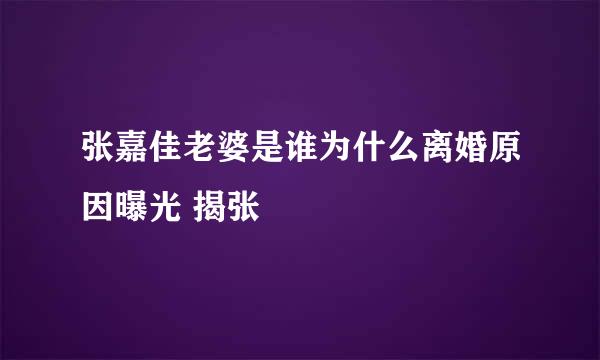 张嘉佳老婆是谁为什么离婚原因曝光 揭张