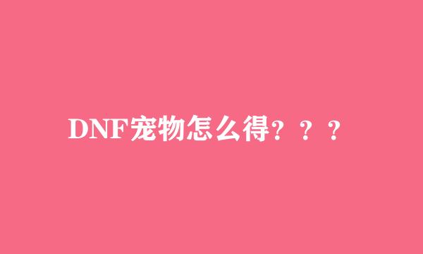 DNF宠物怎么得？？？