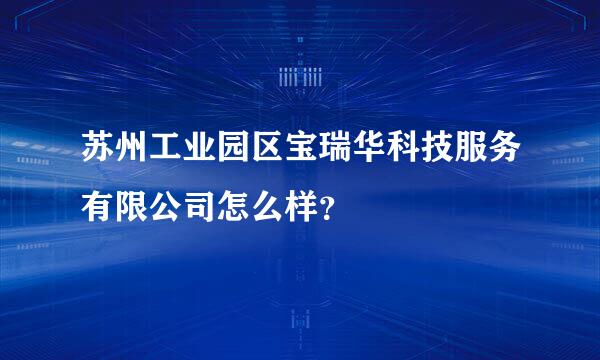 苏州工业园区宝瑞华科技服务有限公司怎么样？