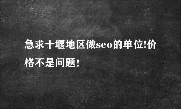 急求十堰地区做seo的单位!价格不是问题！