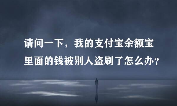 请问一下，我的支付宝余额宝里面的钱被别人盗刷了怎么办？