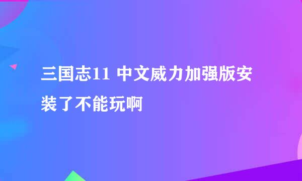 三国志11 中文威力加强版安装了不能玩啊