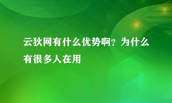 云狄网有什么优势啊？为什么有很多人在用