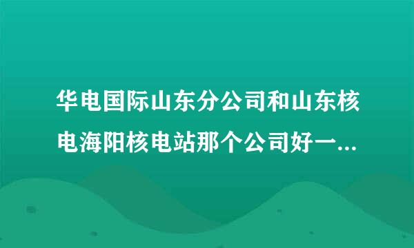 华电国际山东分公司和山东核电海阳核电站那个公司好一点 求高人解答