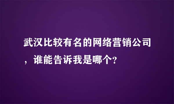 武汉比较有名的网络营销公司，谁能告诉我是哪个？