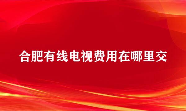 合肥有线电视费用在哪里交