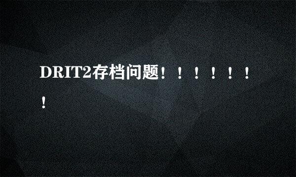 DRIT2存档问题！！！！！！！