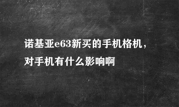 诺基亚e63新买的手机格机，对手机有什么影响啊