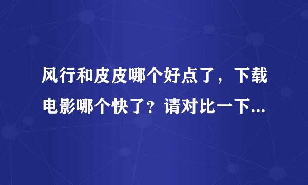 风行和皮皮哪个好点了，下载电影哪个快了？请对比一下这俩个。拜托各位大神