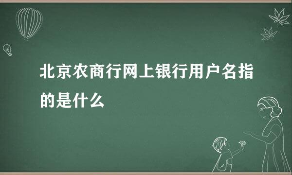 北京农商行网上银行用户名指的是什么