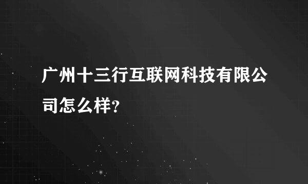 广州十三行互联网科技有限公司怎么样？