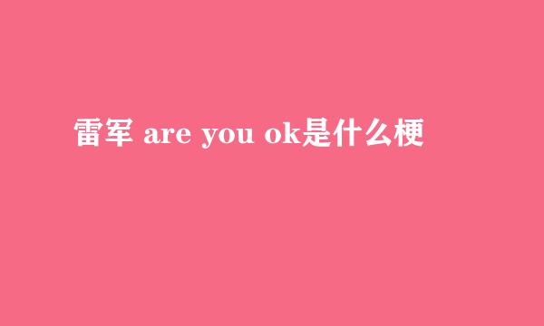 雷军 are you ok是什么梗