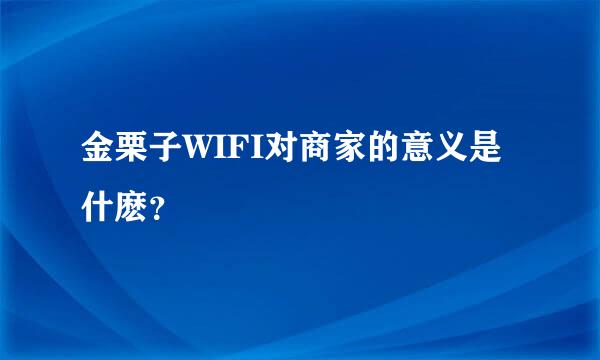 金栗子WIFI对商家的意义是什麽？