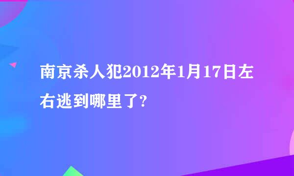 南京杀人犯2012年1月17日左右逃到哪里了?