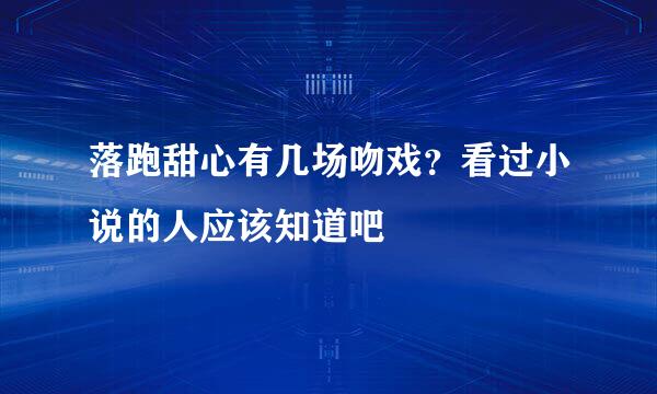 落跑甜心有几场吻戏？看过小说的人应该知道吧