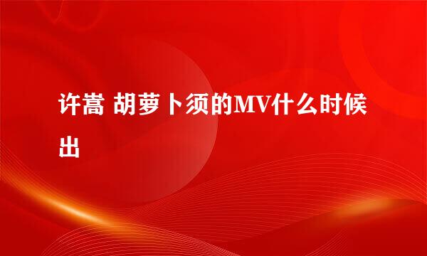 许嵩 胡萝卜须的MV什么时候出