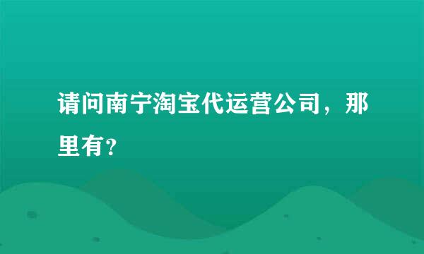 请问南宁淘宝代运营公司，那里有？