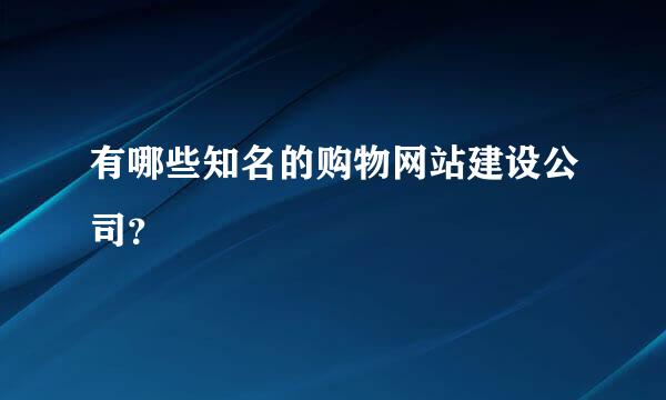 有哪些知名的购物网站建设公司？