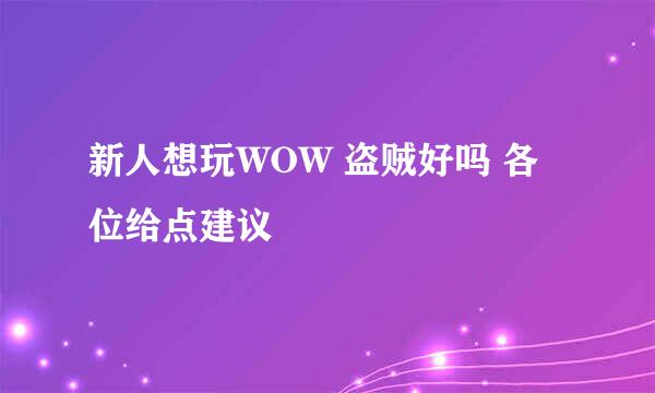 新人想玩WOW 盗贼好吗 各位给点建议