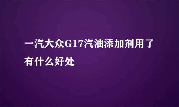 一汽大众G17汽油添加剂用了有什么好处