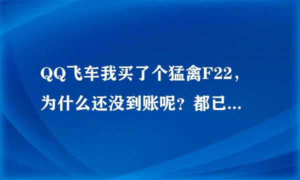 QQ飞车我买了个猛禽F22，为什么还没到账呢？都已经是12日了~