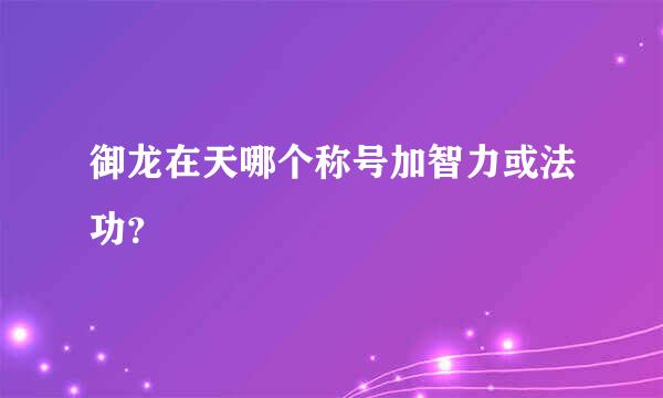 御龙在天哪个称号加智力或法功？