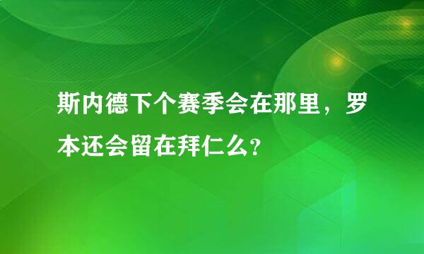 斯内德下个赛季会在那里，罗本还会留在拜仁么？