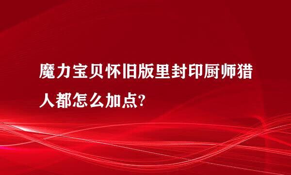 魔力宝贝怀旧版里封印厨师猎人都怎么加点?