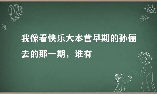 我像看快乐大本营早期的孙俪去的那一期，谁有