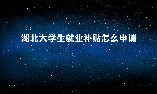 湖北大学生就业补贴怎么申请