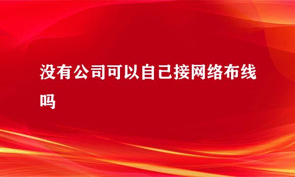 没有公司可以自己接网络布线吗