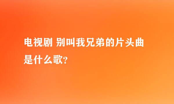 电视剧 别叫我兄弟的片头曲是什么歌？