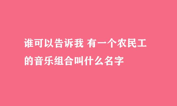 谁可以告诉我 有一个农民工的音乐组合叫什么名字