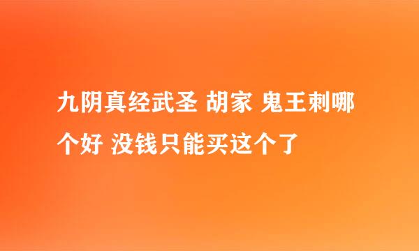 九阴真经武圣 胡家 鬼王刺哪个好 没钱只能买这个了