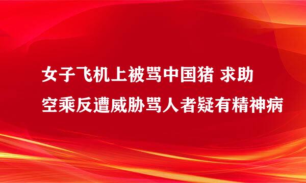 女子飞机上被骂中国猪 求助空乘反遭威胁骂人者疑有精神病