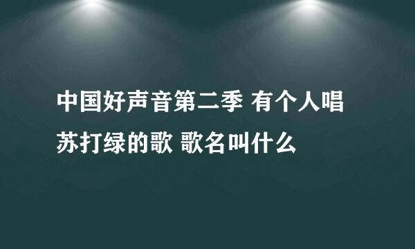 中国好声音第二季 有个人唱苏打绿的歌 歌名叫什么