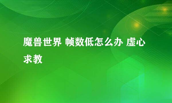 魔兽世界 帧数低怎么办 虚心求教