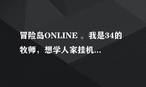 冒险岛ONLINE 。我是34的牧师，想学人家挂机，请教明白人。麻烦说的详细具体些。谢谢~~！！