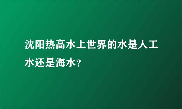 沈阳热高水上世界的水是人工水还是海水？