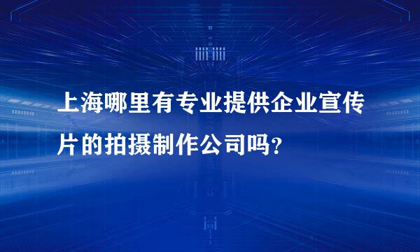 上海哪里有专业提供企业宣传片的拍摄制作公司吗？