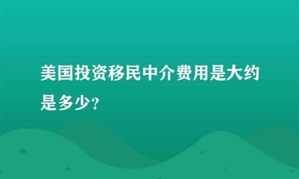 美国投资移民中介费用是大约是多少？