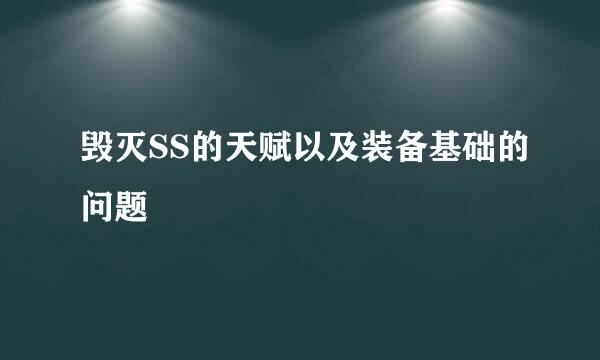 毁灭SS的天赋以及装备基础的问题