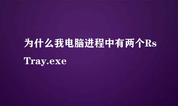 为什么我电脑进程中有两个RsTray.exe